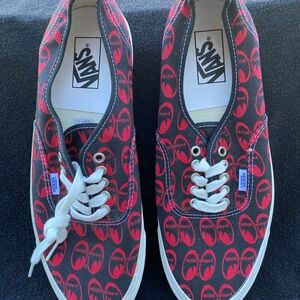 Vans Red and Black Logo Sneakers